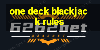 one deck blackjack rules