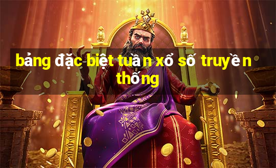 bảng đặc biệt tuần xổ số truyền thống