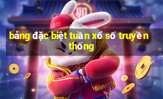 bảng đặc biệt tuần xổ số truyền thống