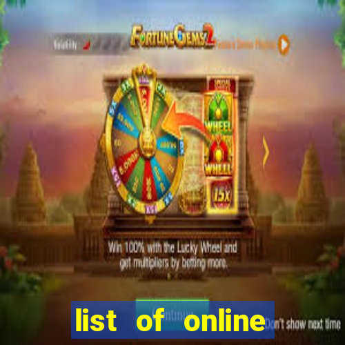 list of online casino games